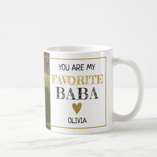 Favorite Baba Grandpa Grandchild Custom Photo  Coffee Mug