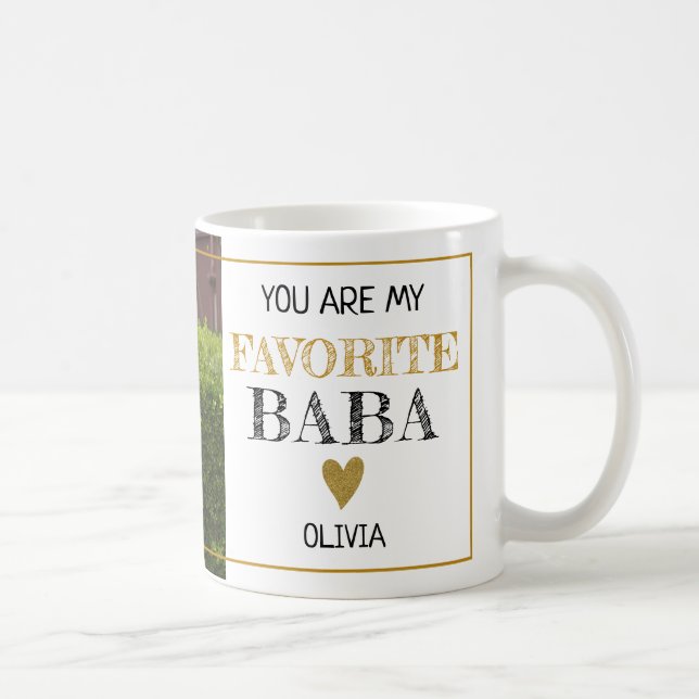 Favorite Baba Grandpa Grandchild Custom Photo  Coffee Mug (Right)
