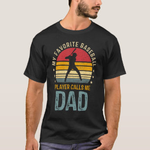 Favorite Baseball Player Calls Me Dad USA Flag Fat T-Shirt