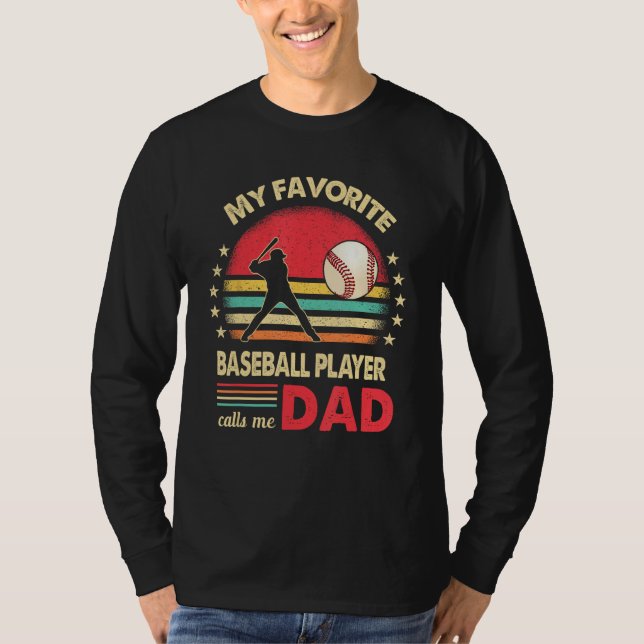 Favorite Baseball Player Calls Me Dad USA Flag Fat T-Shirt (Front)