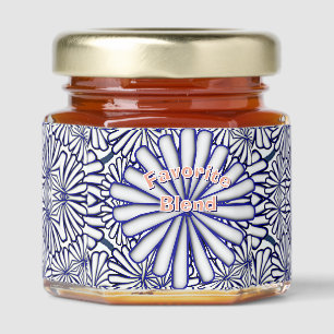 Favorite Blend Blue White Floral Honey Jar Favors