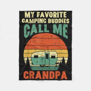 Favorite Camping Buddies Grandpa Retro Grandfather Fleece Blanket
