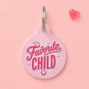 Favorite Child Cute Pink Custom Dog Cat Pet ID Tag