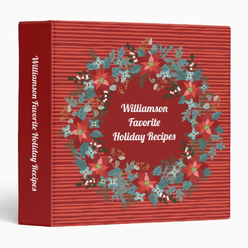 Favorite Christmas Holiday Family Recipes 3 Ring Binder