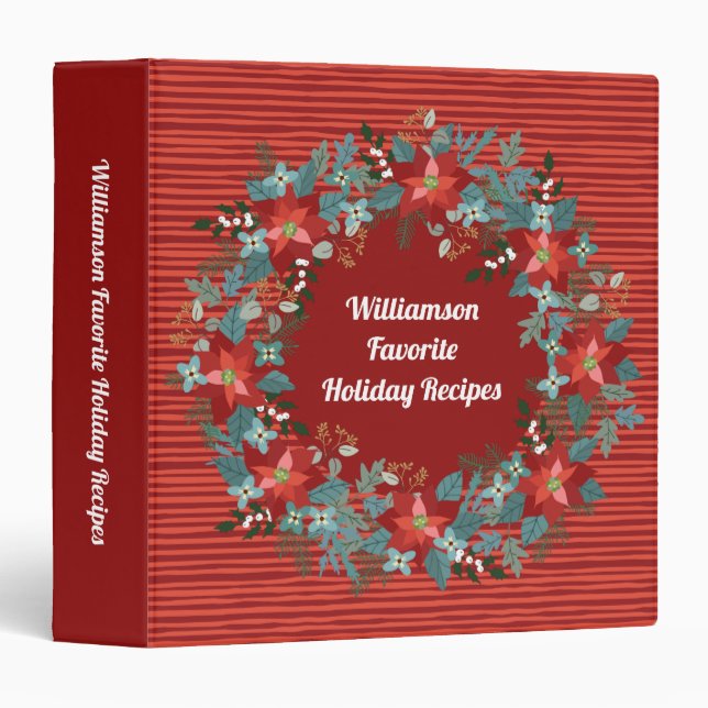 Favorite Christmas Holiday Family Recipes 3 Ring Binder (Front/Spine)