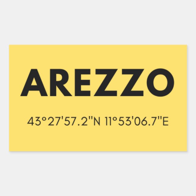 Favorite City Arezzo Italy Skyline Coordinates Rectangular Sticker (Front)