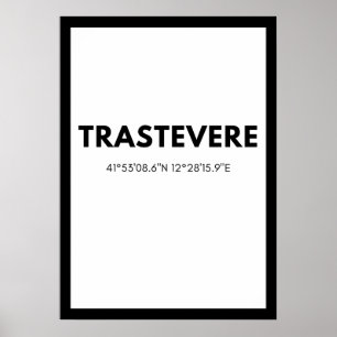 Favorite City Trastevere Italy Skyline Coordinates Poster