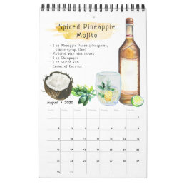 Favorite Cocktail Recipes | Watercolor Illustrated Calendar