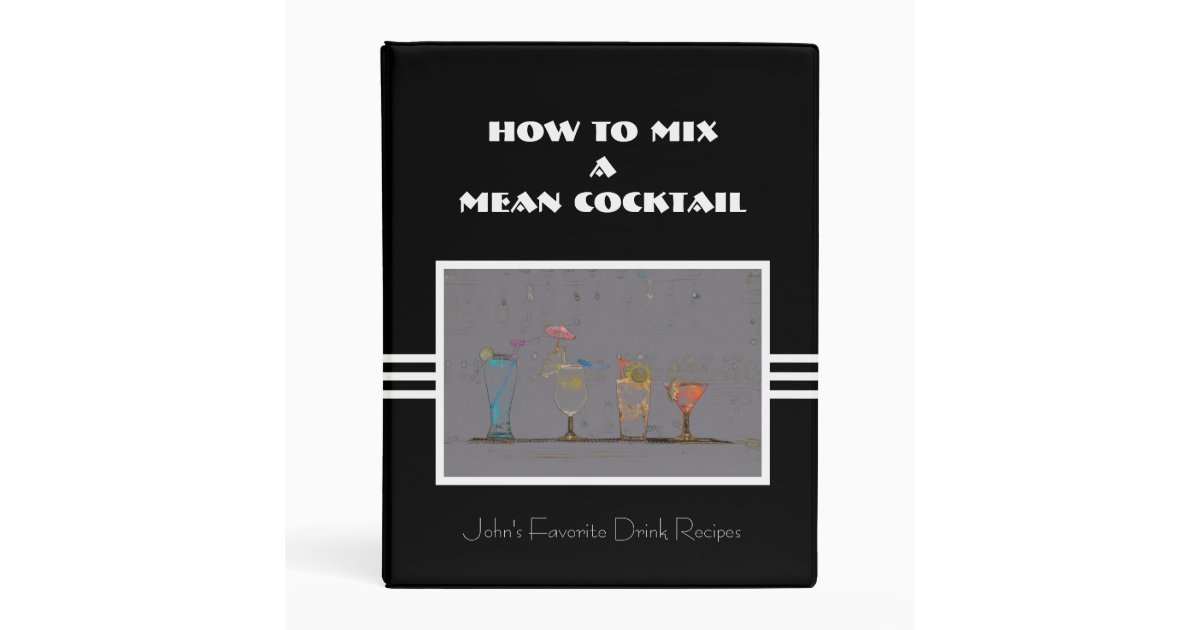 Favorite Cocktails Drink Recipe Organizer Mini Binder, Zazzle