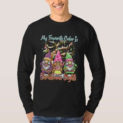 Favorite Color Christmas Lights Holiday Gnomes Fes T_Shirt
