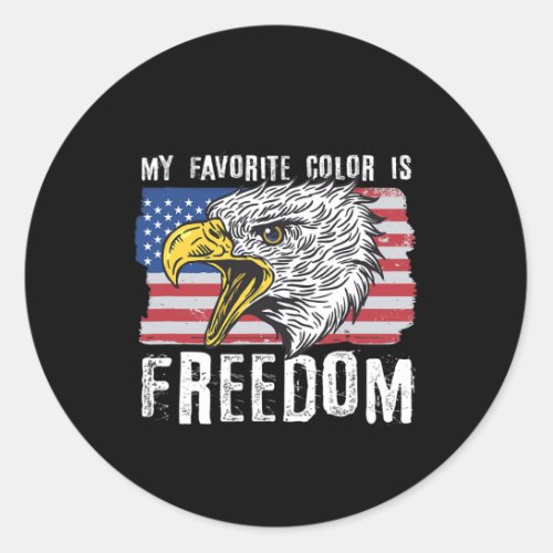 Favorite Color Is Freedom 4th Of July Bald Eagle  Classic Round Sticker