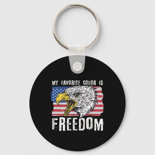 Favorite Color Is Freedom 4th Of July Bald Eagle  Keychain