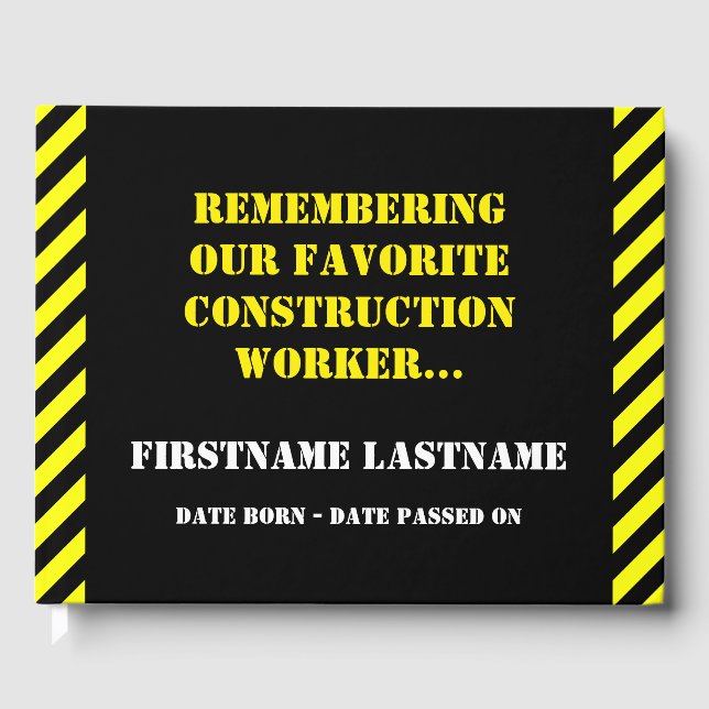 Favorite Construction Worker Funeral Guestbook (Front)