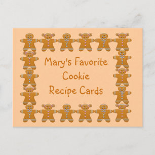 Favorite Cookie Recipe Cards~Gingerbread~Customize Postcard