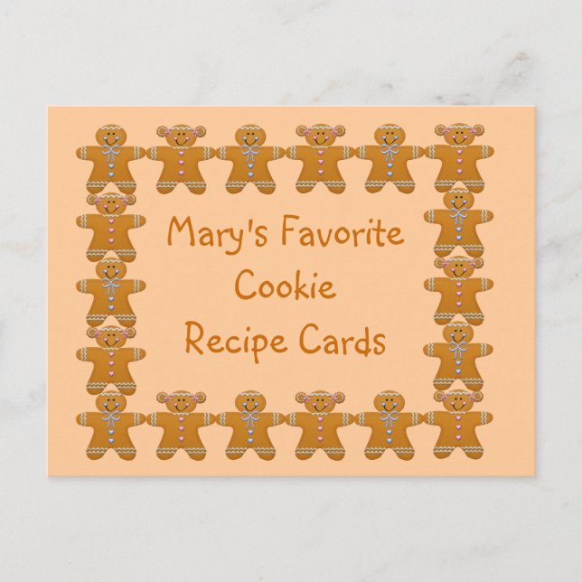 Favorite Cookie Recipe Cards~Gingerbread~Customize Postcard (Front)