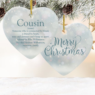 Favorite Cousin Definition Merry Christmas Ceramic Ornament