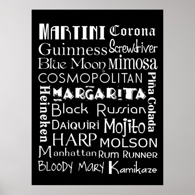 Favorite Drinks Subway Art Poster (Front)