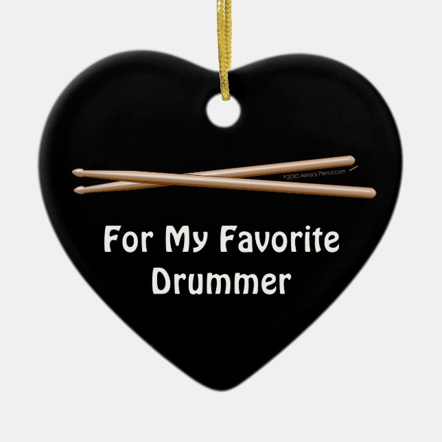 Favorite Drummer Drumsticks Customizable Ornament (Front)