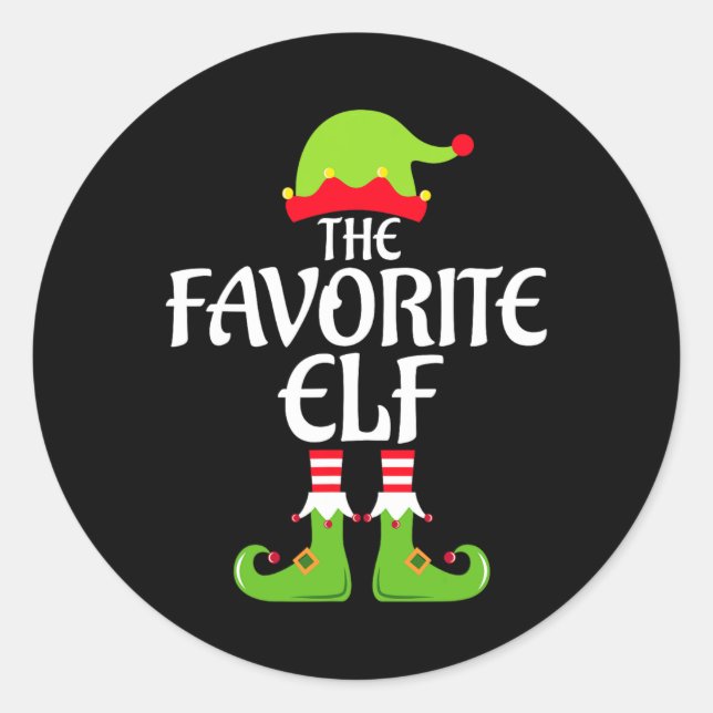 Favorite Elf Matching Family Group Christmas Party Classic Round Sticker (Front)