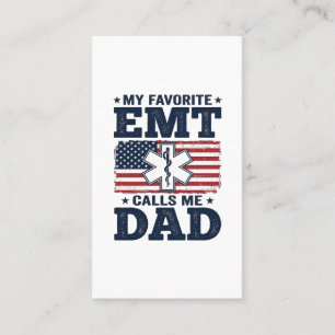 Favorite EMT Calls Me Dad Vintage Patriotic Shirt  Business Card