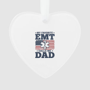 Favorite EMT Calls Me Dad Vintage Patriotic Shirt  Ornament