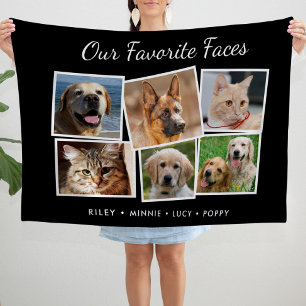 Favorite Faces Multiple Pet Photo Collage Fleece Blanket