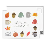 Favorite Fall Things Postcard<br><div class="desc">This enchanting autumn-themed design is adorned with sweet little Fall themed illustrations. The rich,  warm colors and exquisite detailing capture the essence of the season,  making it a perfect choice for a variety of fall occasions.</div>