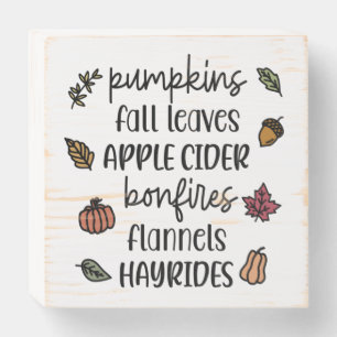 Favorite Fall Things Wooden Box Sign