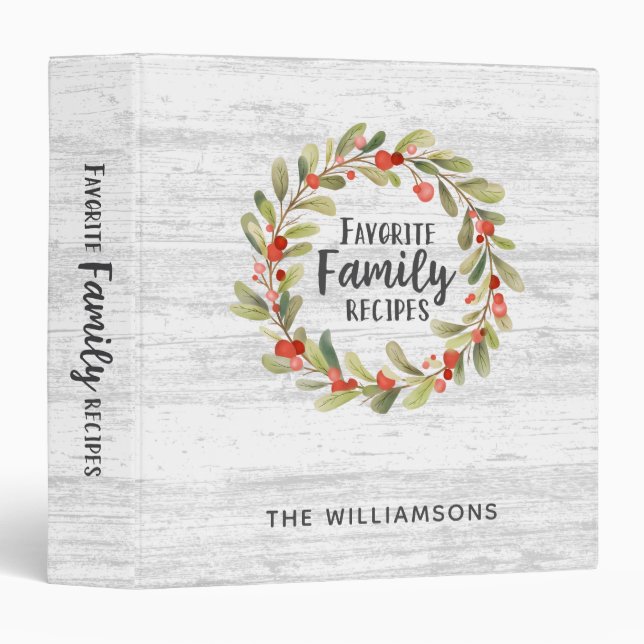 Favorite Family Recipe Cookbook 3 Ring Binder (Front/Spine)