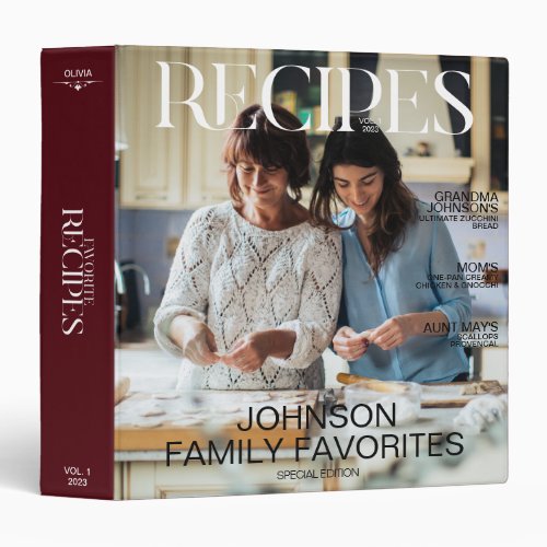 Favorite Family Recipes 2 Photo Magazine Cover 3 R 3 Ring Binder