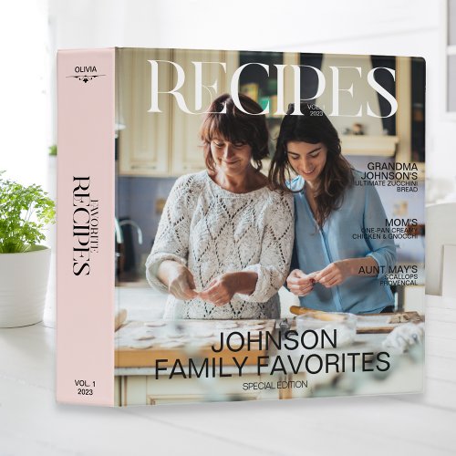 Favorite Family Recipes 2 Photo Magazine Cover 3 Ring Binder