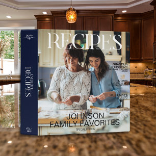 Favorite Family Recipes 2 Photo Magazine Cover Blu 3 Ring Binder