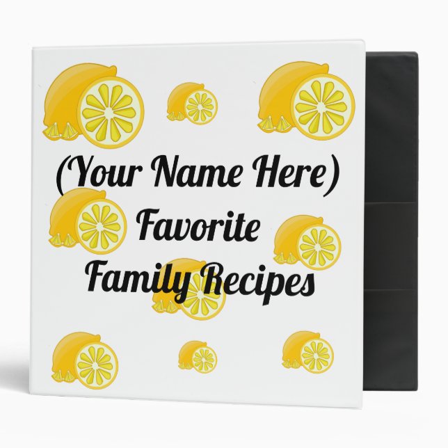 Favorite Family Recipes (Personalized)Lemon Recipe 3 Ring Binder (Front/Inside)