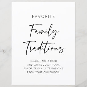 Favorite Family Traditions Baby Shower sign Game