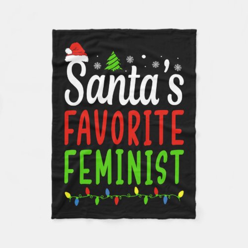 Favorite Feminist Funny Christmas Santa Hat Light  Fleece Blanket