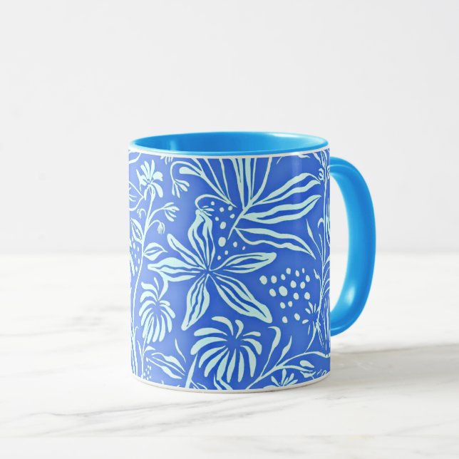 Favorite Floral Pattern in Blue Mug (Front Right)