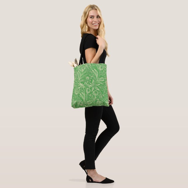 Favorite Floral Pattern in Green Tote Bag (On Model)