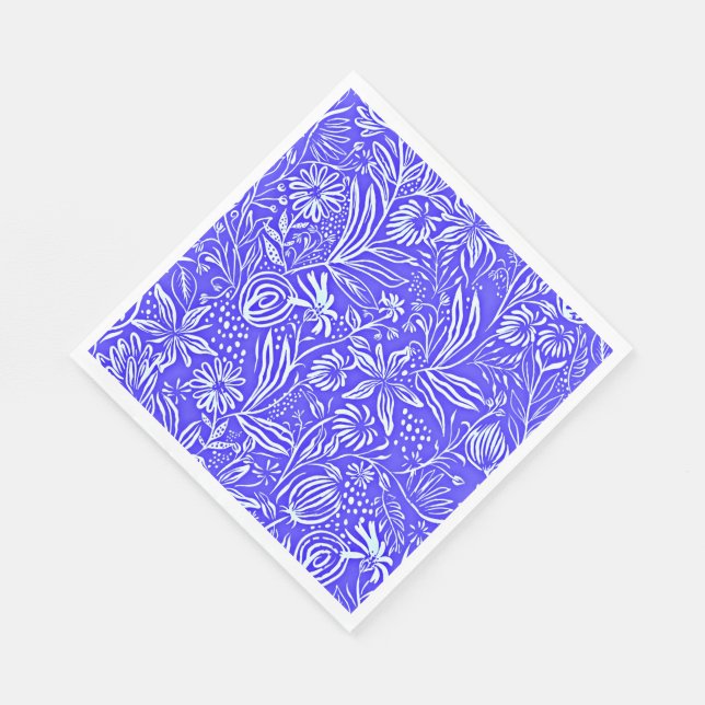 Favorite Floral Pattern, Periwinkle Blue, Napkins (Corner)