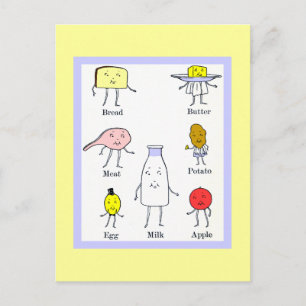 Favorite Foods Retro Blank Art Postcard
