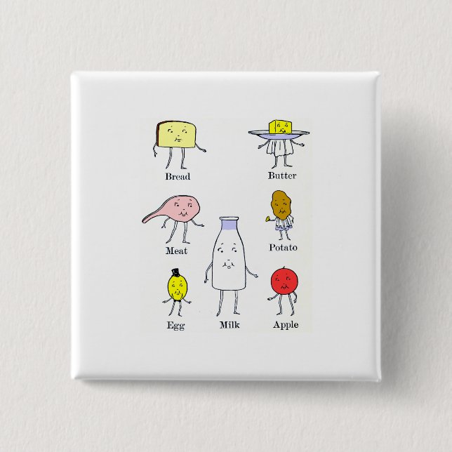 Favorite Foods Vintage Kitchen Art Pinback Button (Front)