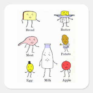 Favorite Foods Vintage Kitchen Art Square Sticker