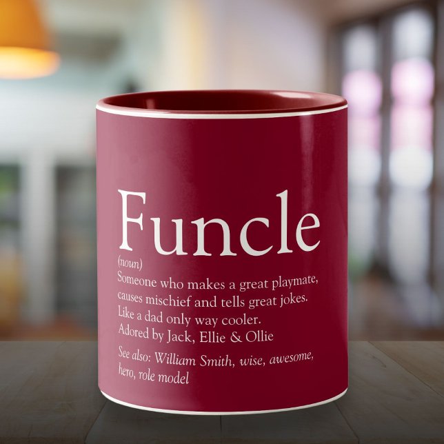 Favorite Funcle Uncle Modern Definition Burgundy Two-Tone Coffee Mug (Favorite Funcle Uncle Modern Definition Burgundy Two-Tone Coffee Mug)