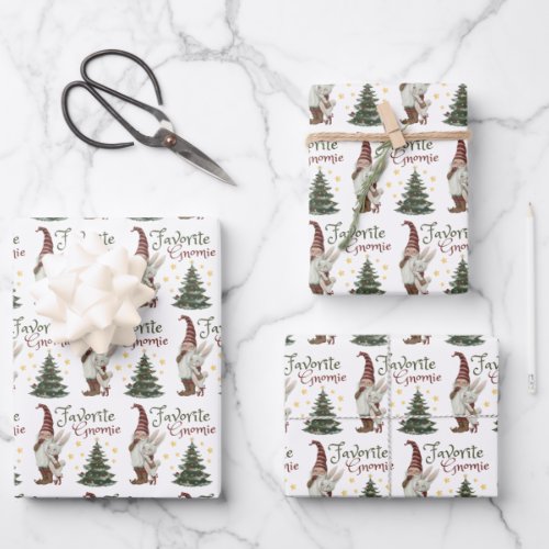 Favorite Gnomie Christmas Wrapping Paper Sheets 