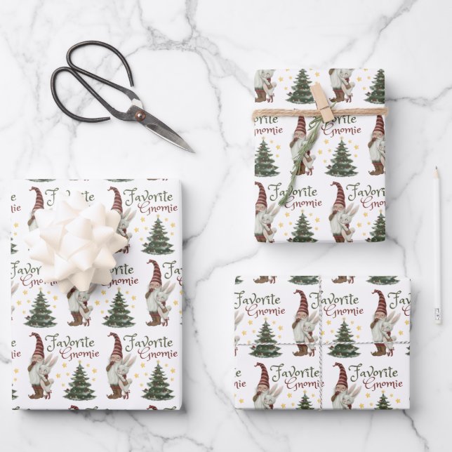 Favorite Gnomie Christmas Wrapping Paper Sheets  (Front)