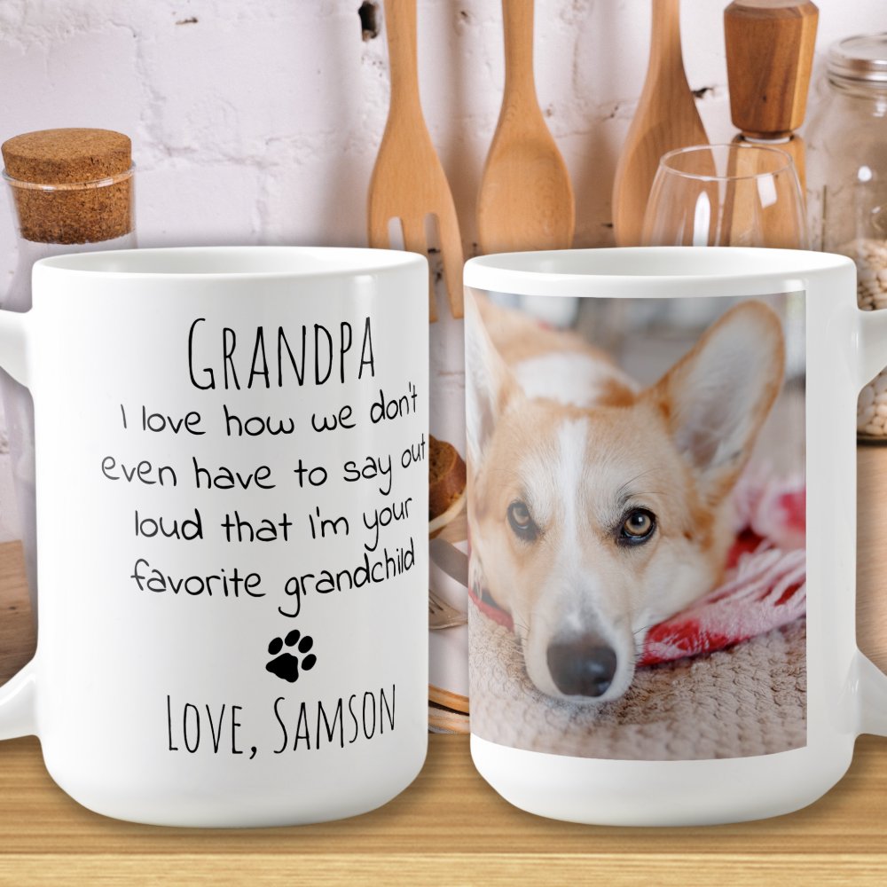 Favorite Grandchild Cute Pet Photo Dog Grandpa Personalized Gift Coffee Mug