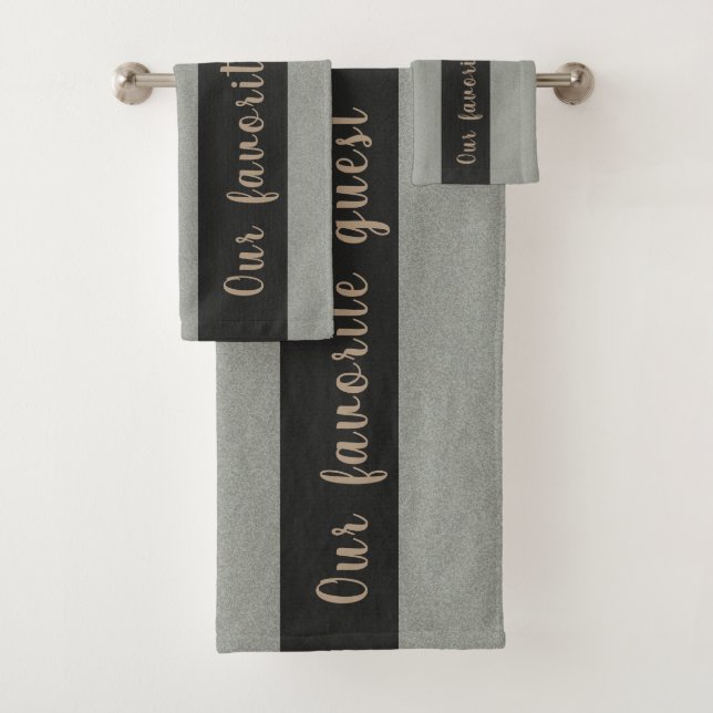 Favorite Guest Fluffy Structure Custom Text Blue Bath Towel Set (Insitu)