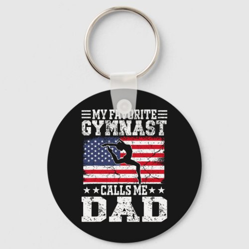 Favorite Gymnast Calls Me Dad Usa Flag Fathers Da Keychain