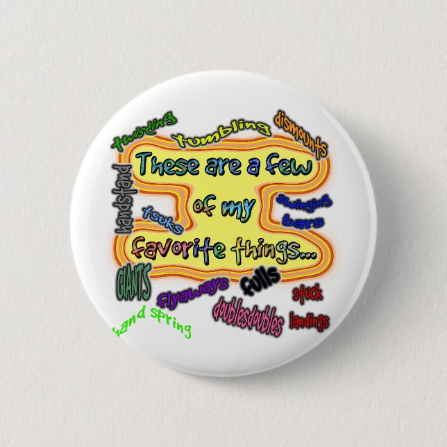 Favorite Gymnastics Things Pinback Button (Front)