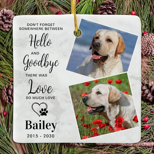 Favorite Hello Custom 2 Photo Dog Pet Memorial Ceramic Ornament