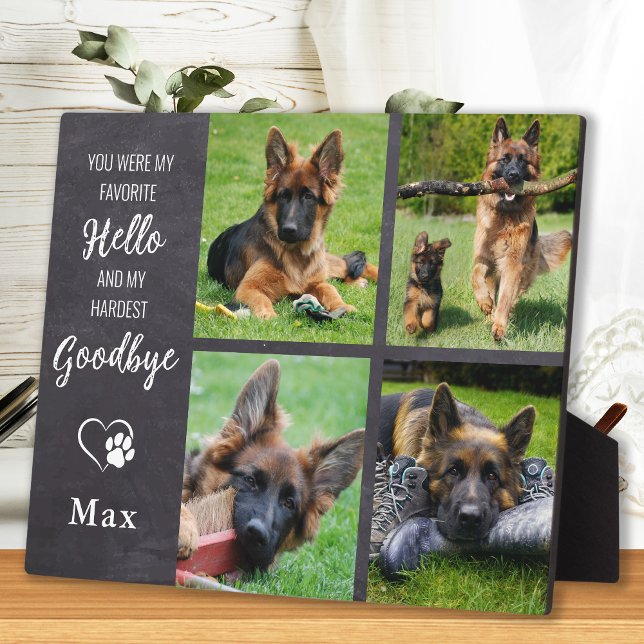 Favorite Hello Custom 4 Photo Collage Pet Memorial Plaque (Creator Uploaded)